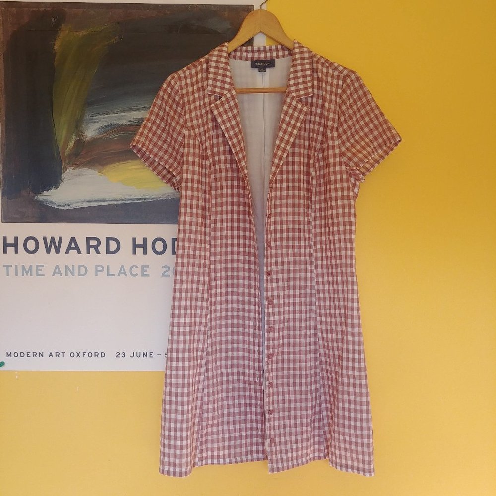 Modcloth Red and White Gingham Mini Dress